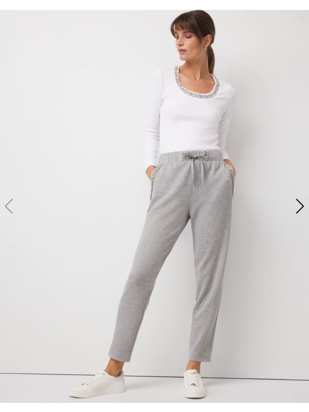 White House Black Market Light Gray Drawstring Jogger Pants